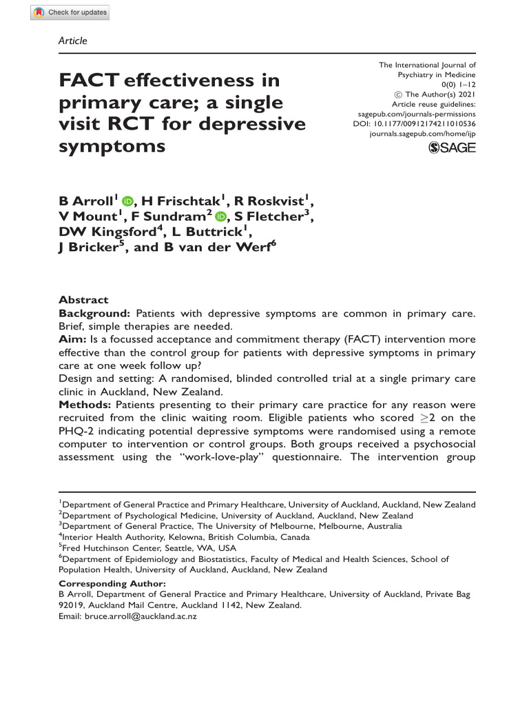 FACT Effectiveness in Primary Care | PDF