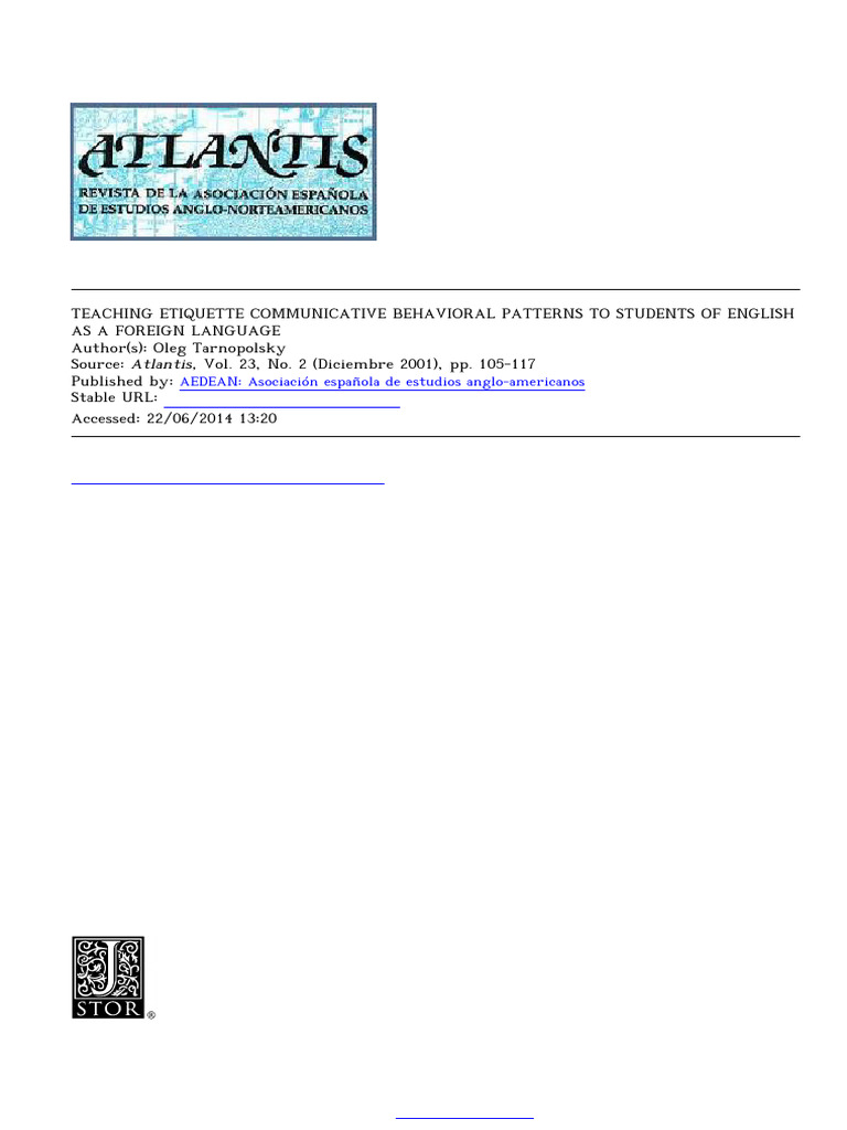 Teaching Communicative Etiquette in EFL | PDF | Nonverbal Communication ...