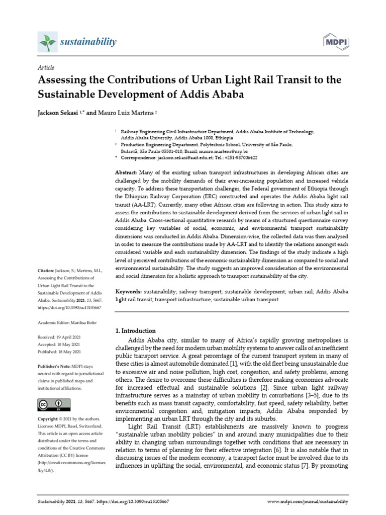 Assessing The Contributions of Urban Light Rail Transit To The ...