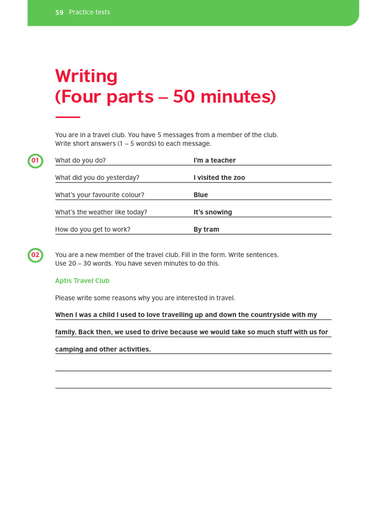Sample Answers de Writing y Speaking | PDF