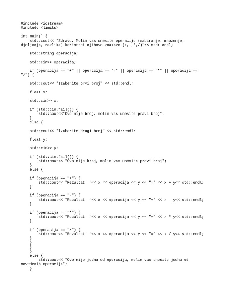 C++ Kalkulator | PDF