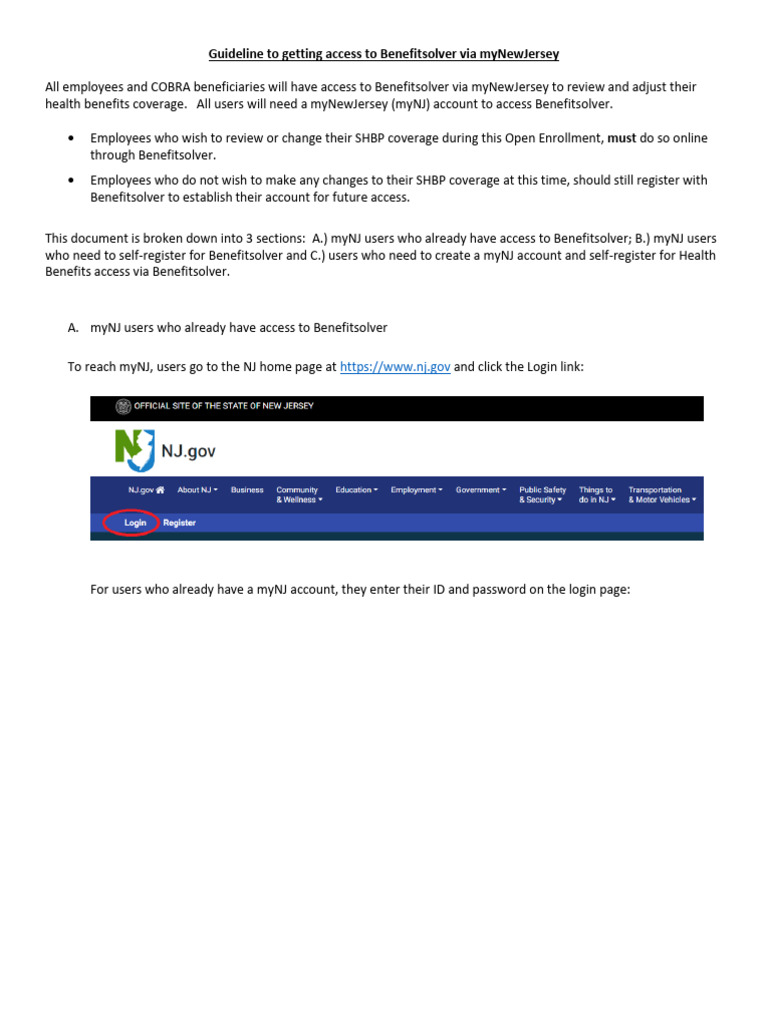 Employee Guide To Logging Into Benefitsolver PDF