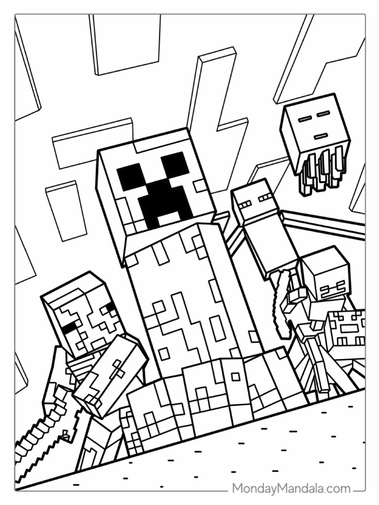 Creeper and Enderman Minecraft Coloring Page | PDF