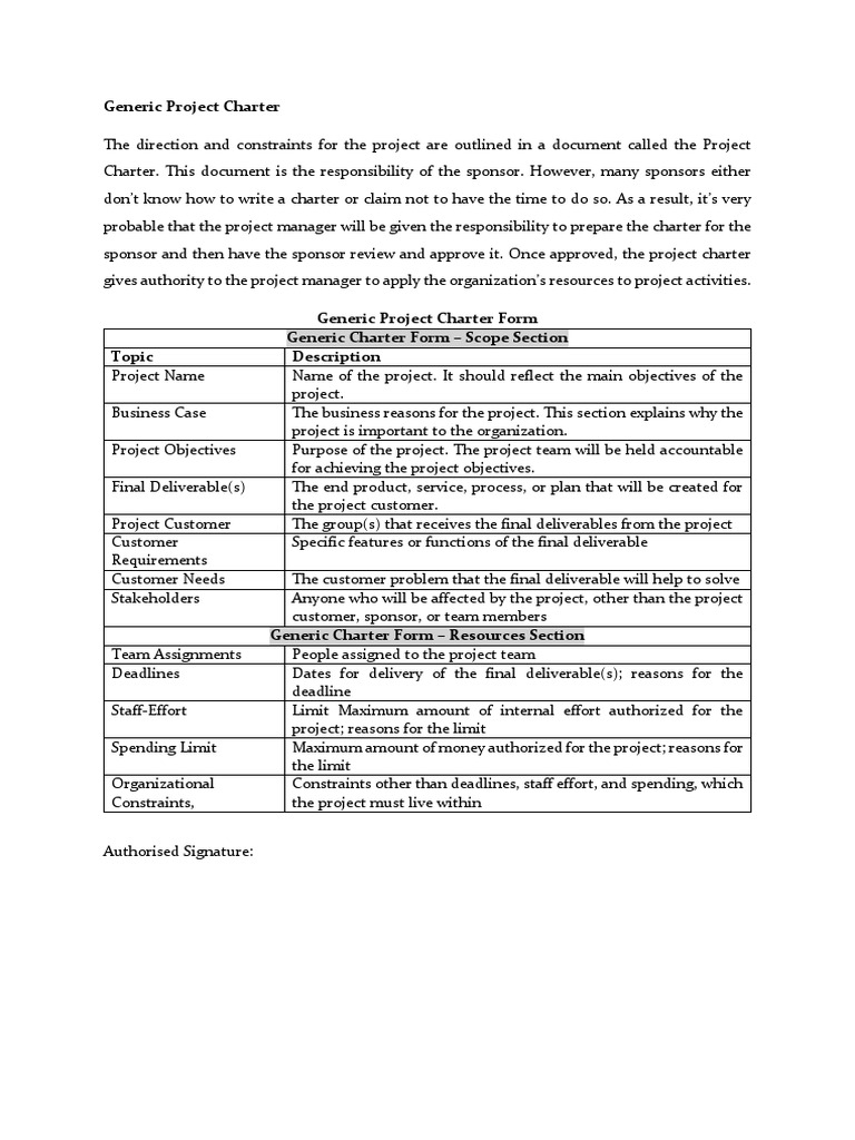 Project Charter | PDF