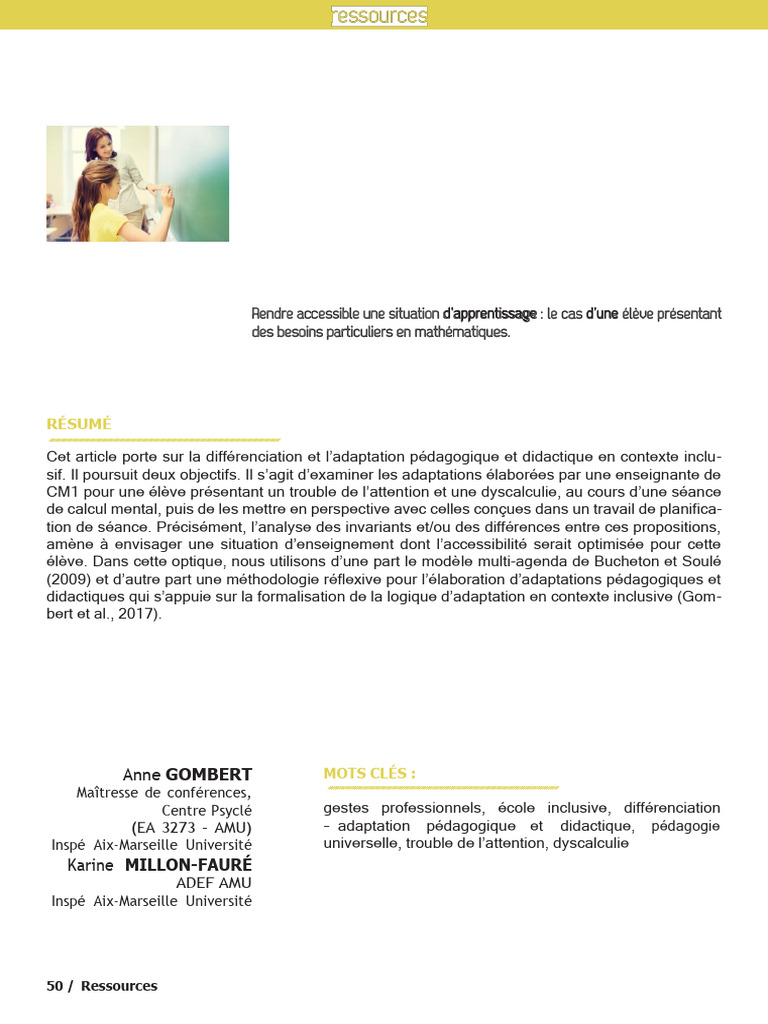 Doc. 7 - Inclure Ou Scolariser - Gombert&Millon (2020) - Ressources, 22 ...