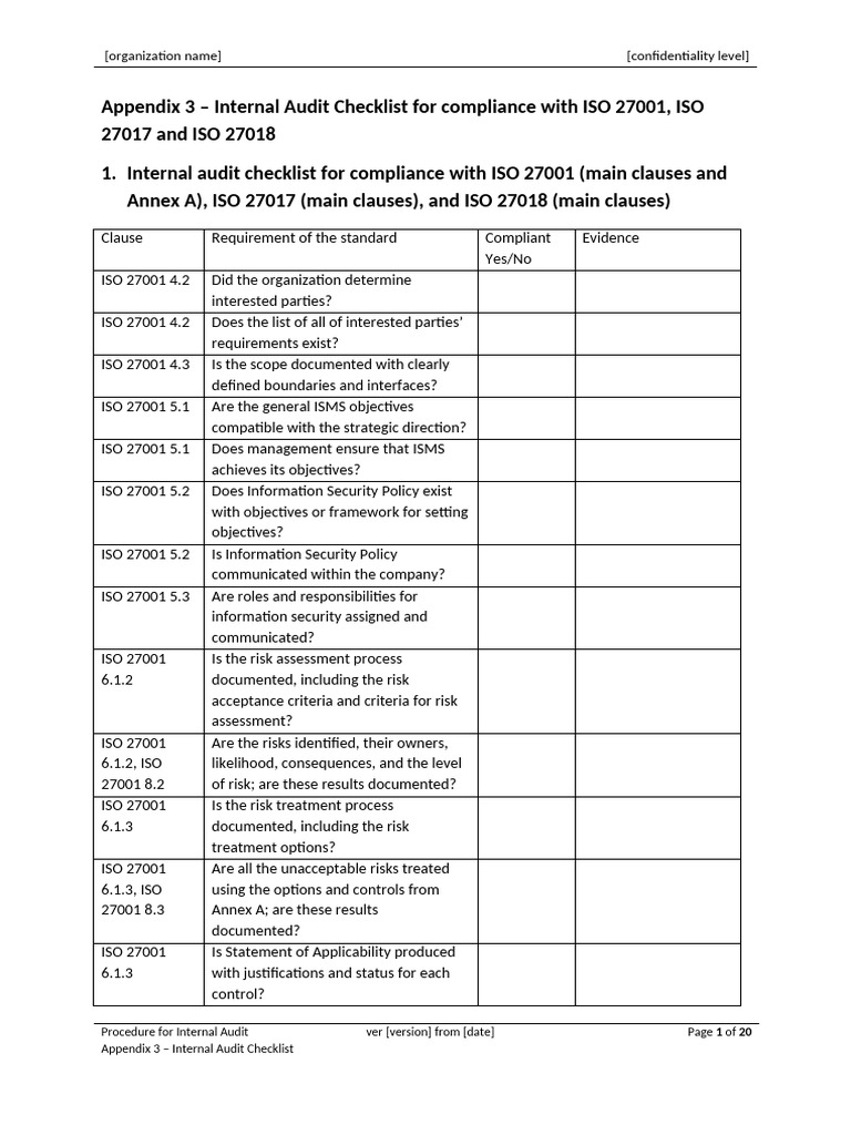 Appendix 3 Internal Audit Checklist-200618-123218 | PDF