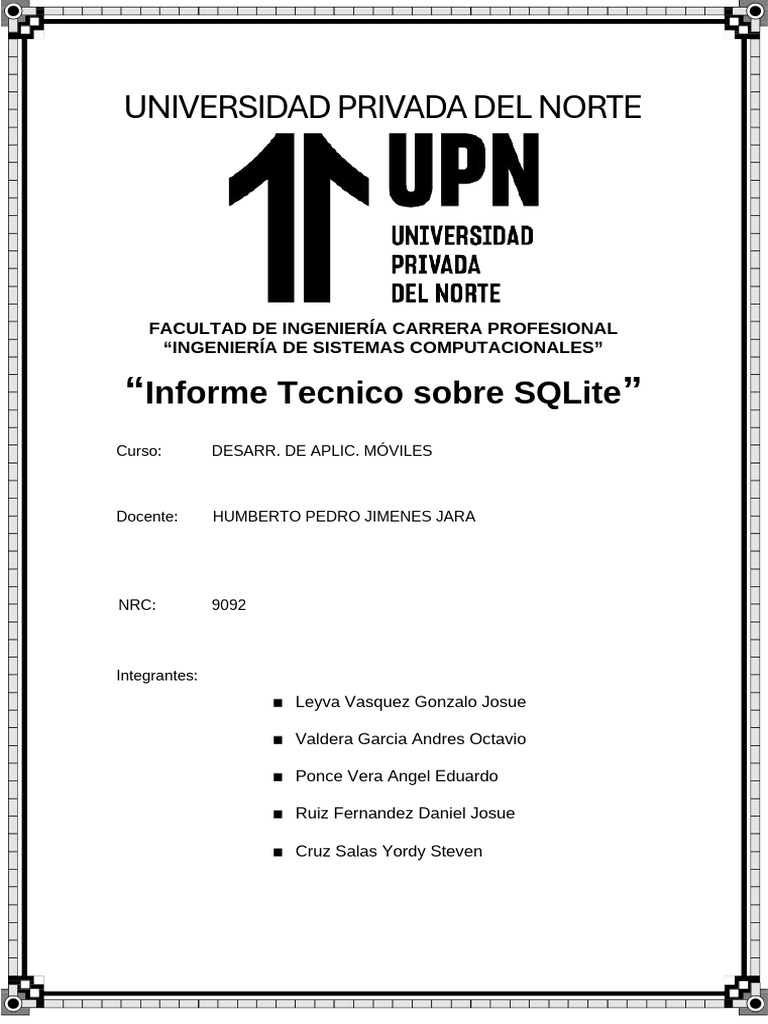 Informe Técnico sobre SQLite en Móviles | PDF | Bases de datos | Mi sql