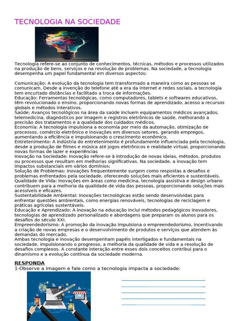 Tecnologia Na Sociedade | PDF