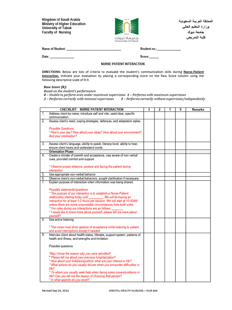 #1 Checklist NPI With Possible Statement Questions PDF