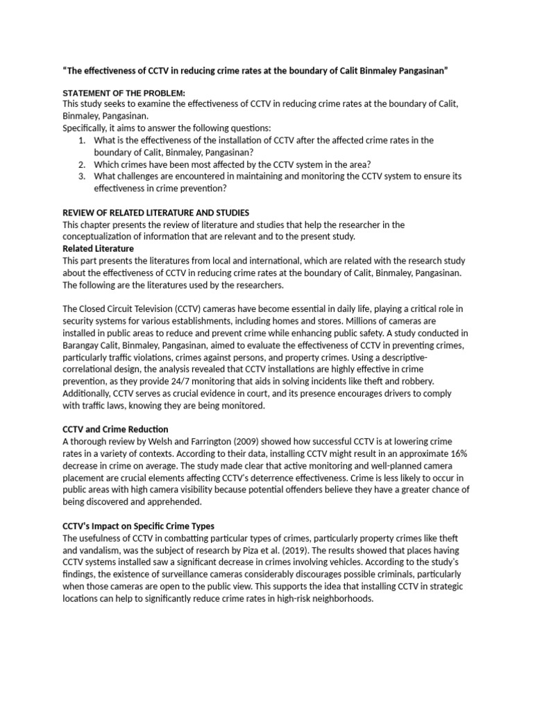 CCTV Effectiveness in Calit, Pangasinan | PDF | Closed Circuit ...