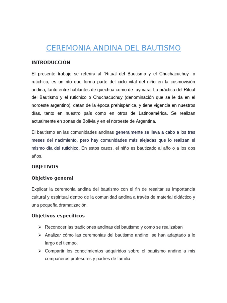 Ritual Andino del Bautismo y Compadrazgo | PDF | Padrino | Religión y ...
