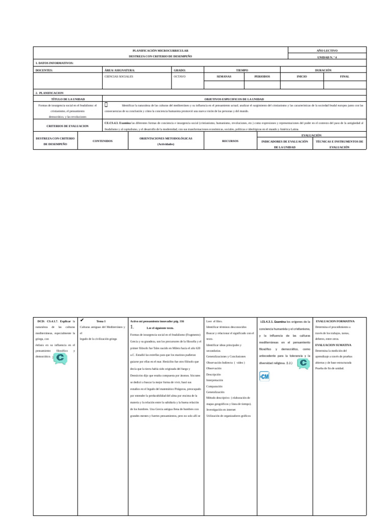 Pud 8vo Unidad 4 Estudios Sociales | PDF