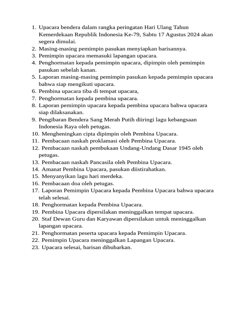 Teks Proklamasi Dan Doa Pdf