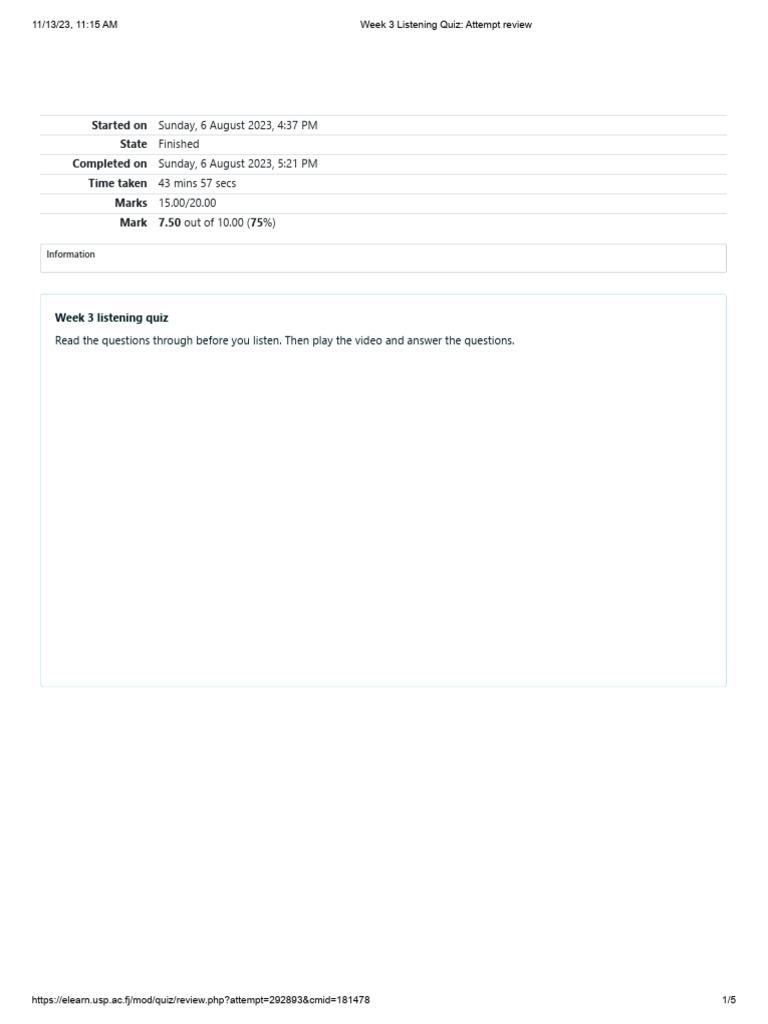 Week 3 Listening Quiz Attempt Review Pdf