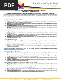 III. Forms of Learner-Centered Classroom Organization, Procedures, and Physical Structure