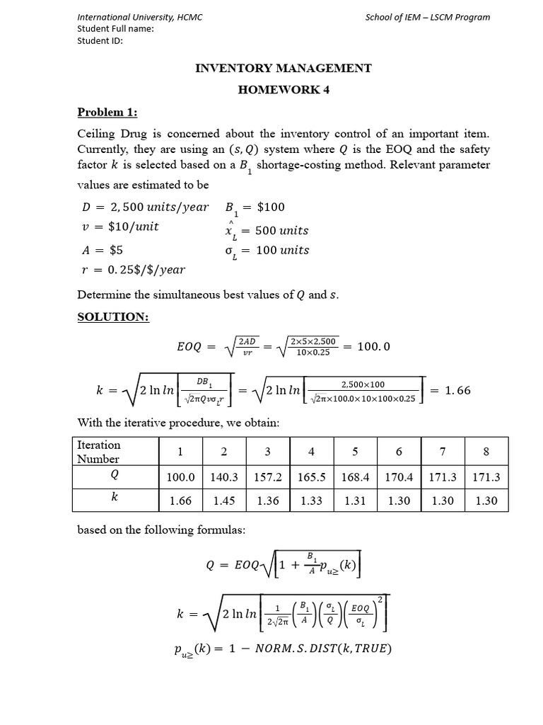 Inventory Homework4 Solution Problem1 2 3 Pdf