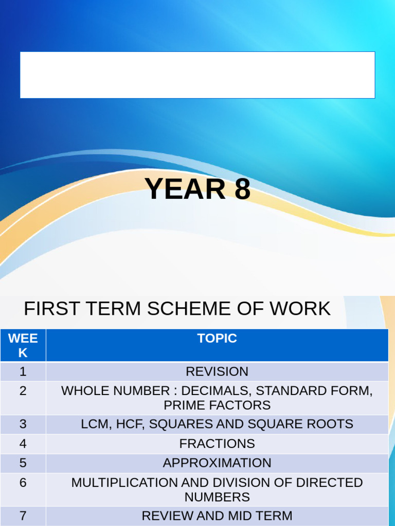 First Term Mathematics Year 8 | PDF
