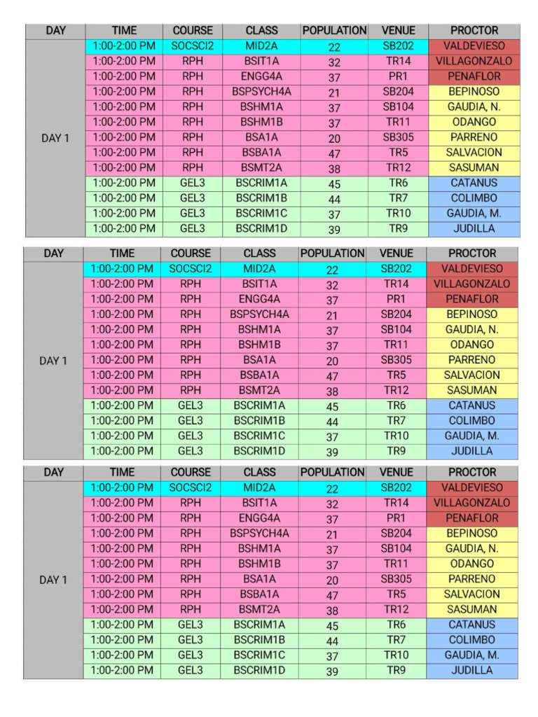 Exam Schedule | PDF