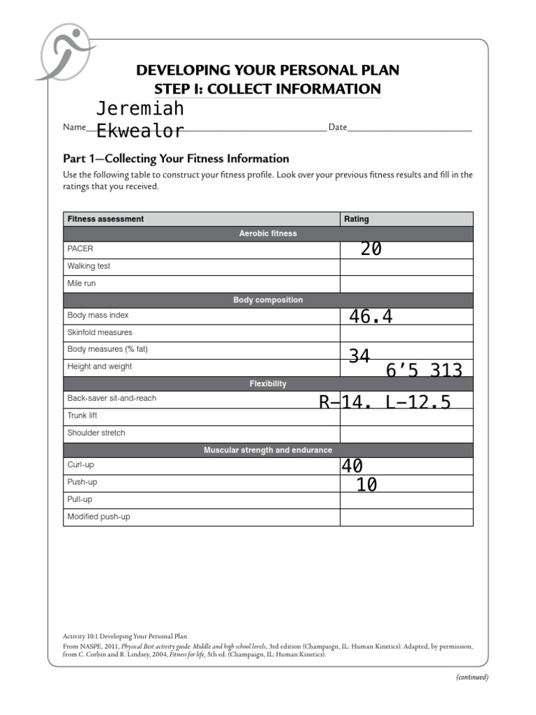Personal Fitness Plan | PDF