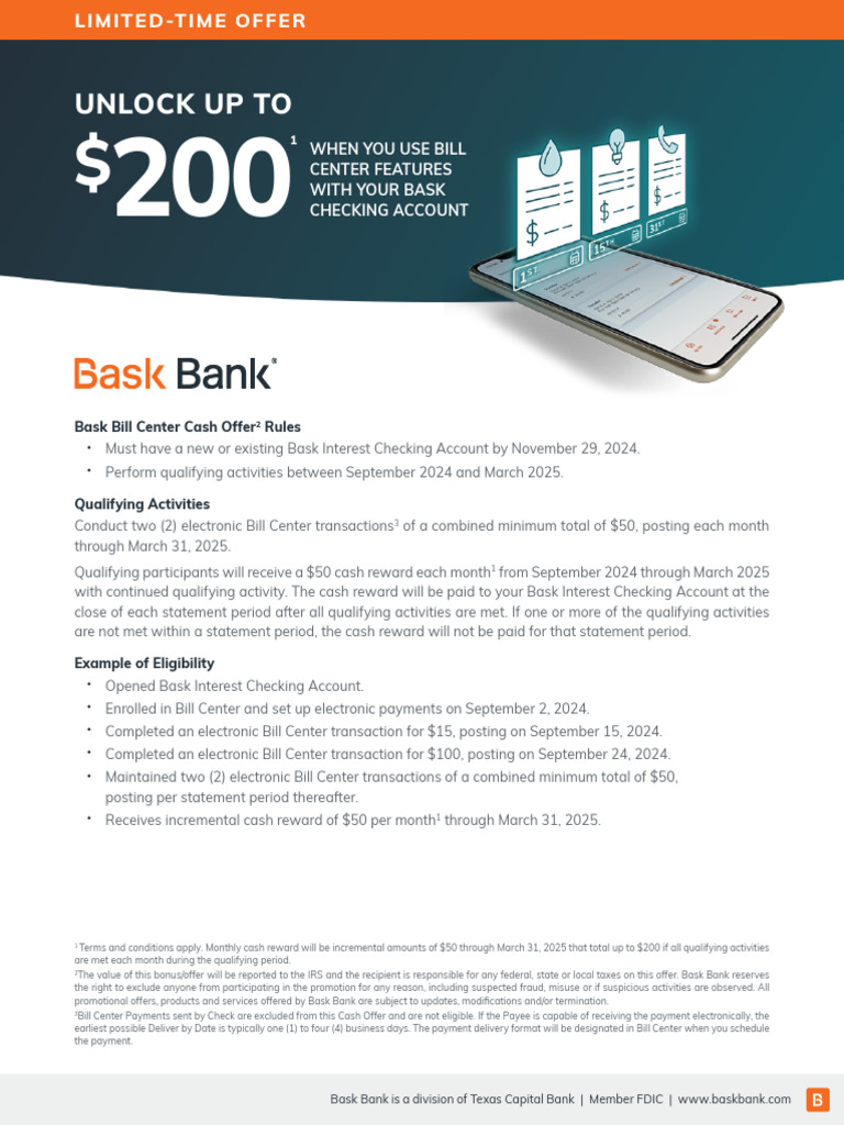 2024 09 Offer Bill Center Bonus Interest Checking Account | PDF