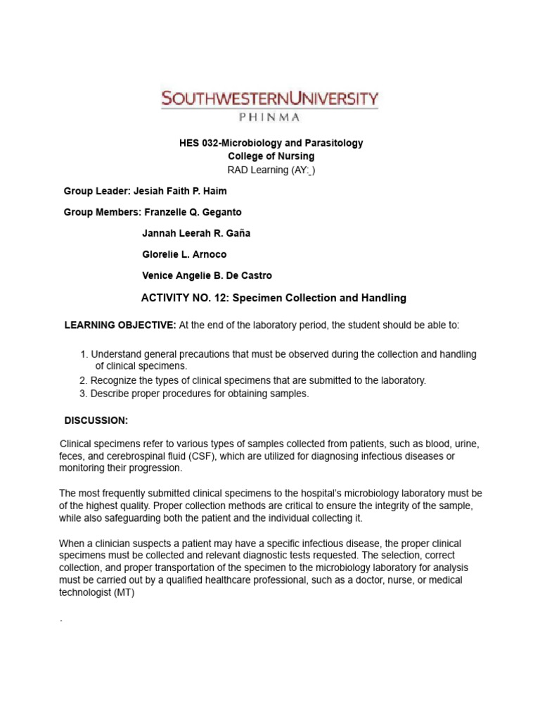 HES 032 BSN Lab Activity 12 | PDF
