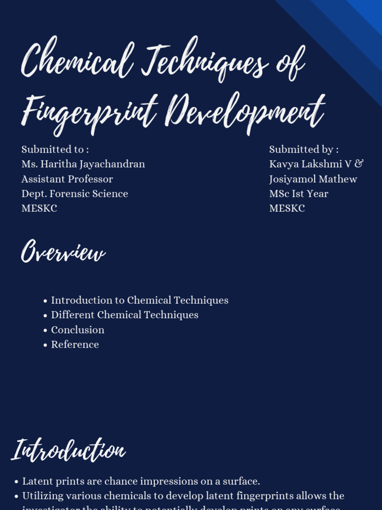 Chemical Techniques of Fingerprint Development | PDF