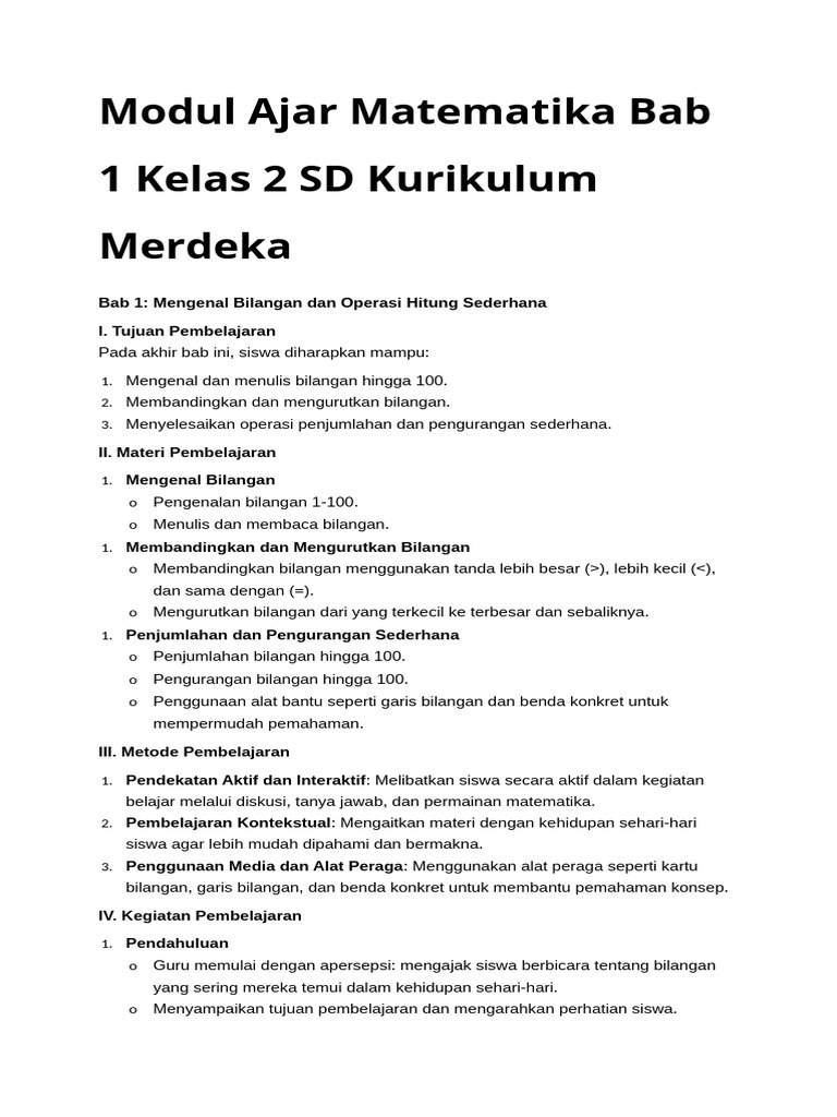 Modul Ajar Matematika Kelas 2 SD | PDF