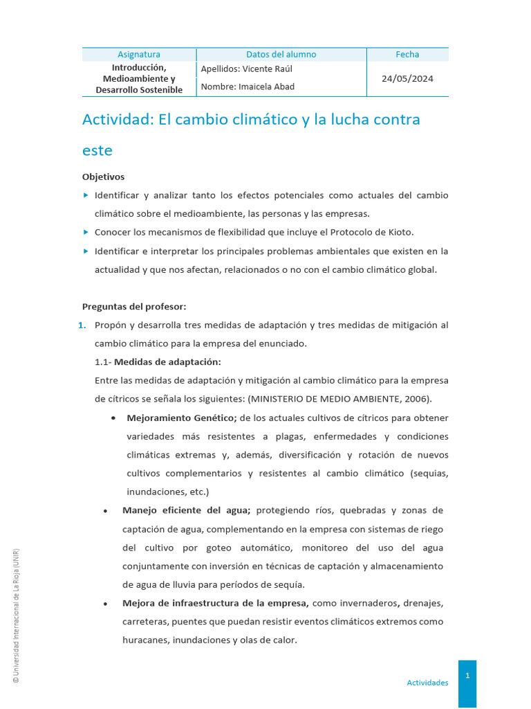El Cambio Climatico y La Lucha Contra Este | PDF | Entorno natural ...