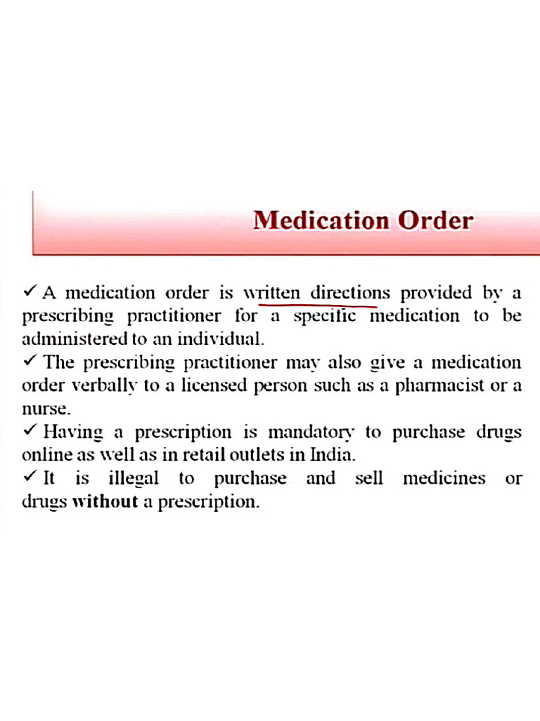 Prescribed Medication Order | PDF