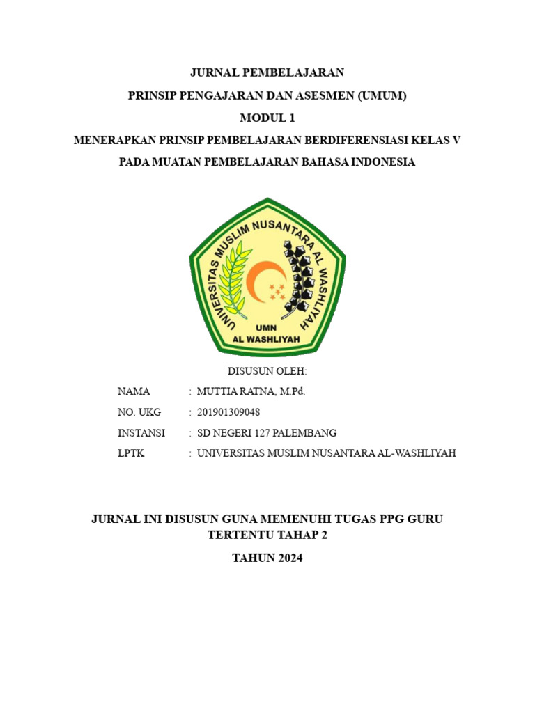 JURNAL PEMBELAJARAN Modul 1 | PDF