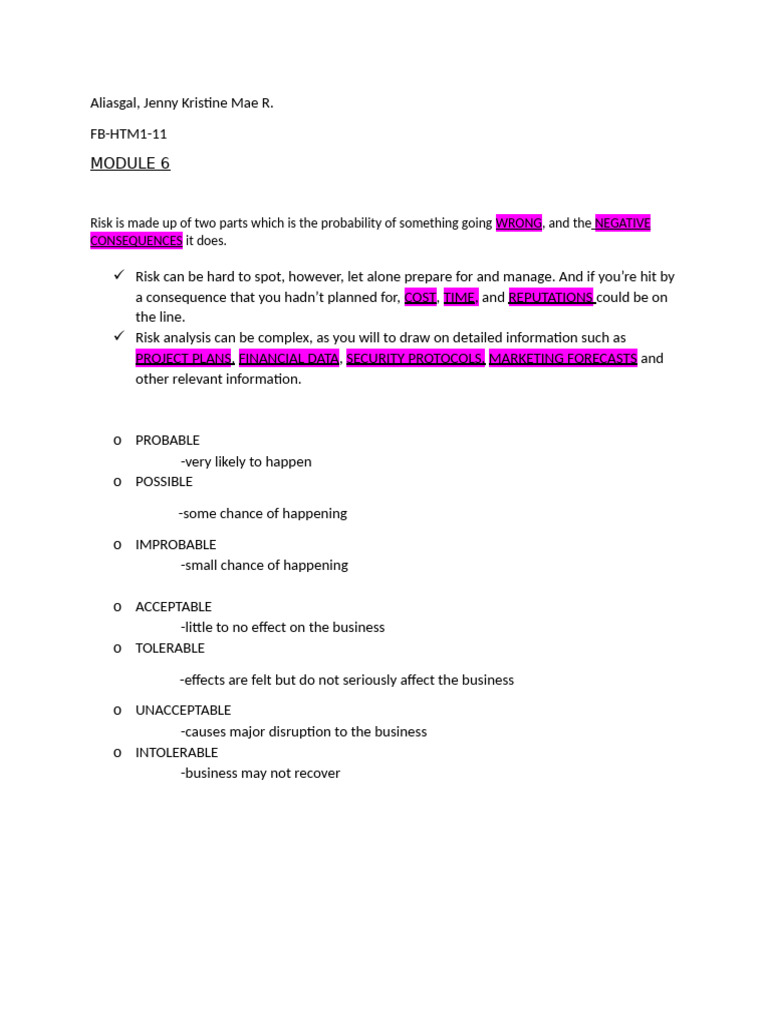 Update Risk P1 Reviewer | PDF