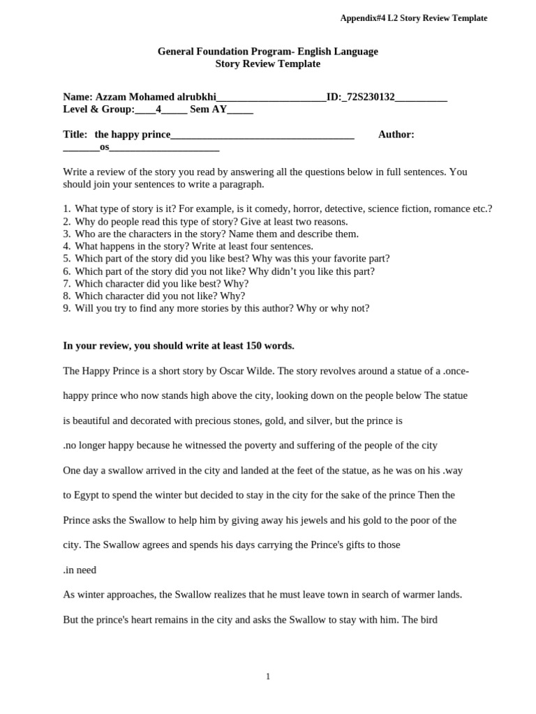 نسخة Appendix#4 L2 Story Review Template⁩ | PDF