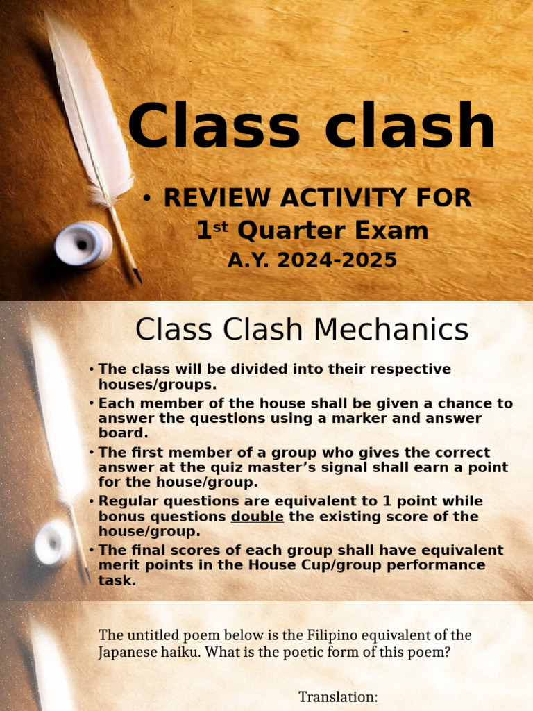 Class Clash - Q1 Prelims - AY 2024-2025 | PDF | Id | Language Arts ...