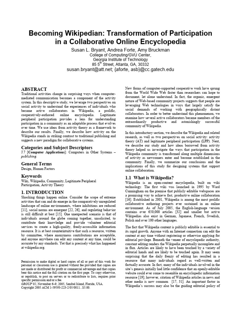 Bryant Wikipedian 2005 | PDF