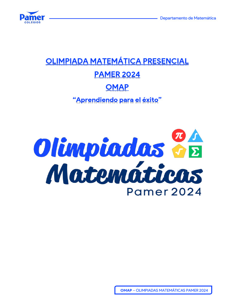 Bases Olimpiada Matemática Pamer 2024 - 30.05 | PDF