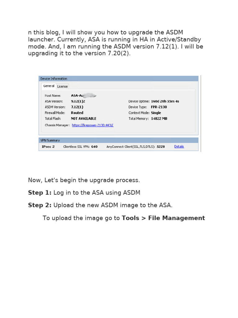 Upgrade ASDM | PDF