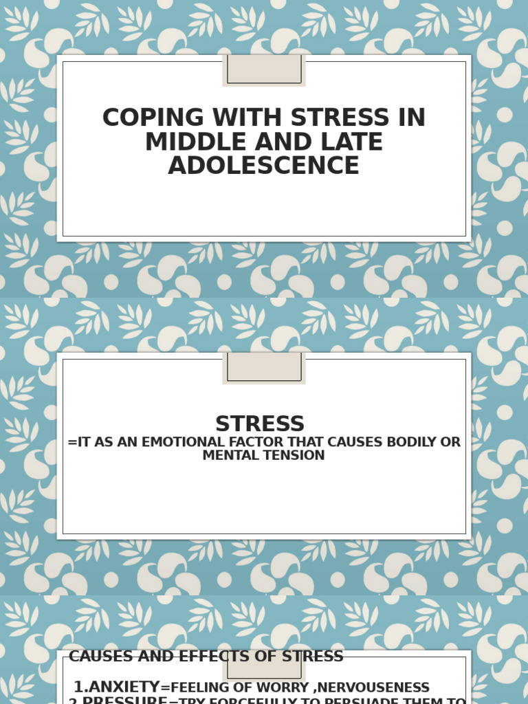 Coping With Stress in Middle and Late Adolescence | PDF