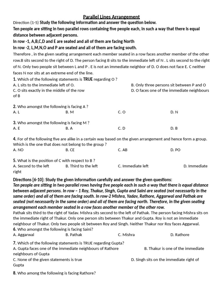 Seating Arrangement in Parallel Rows | PDF | Classroom