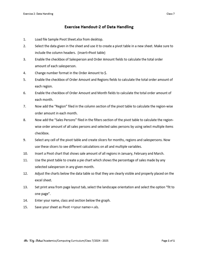 Data Handling - Exercise 2 | PDF