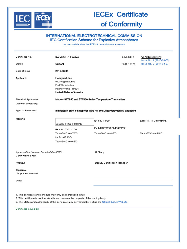 STT750 850 Iecex | PDF