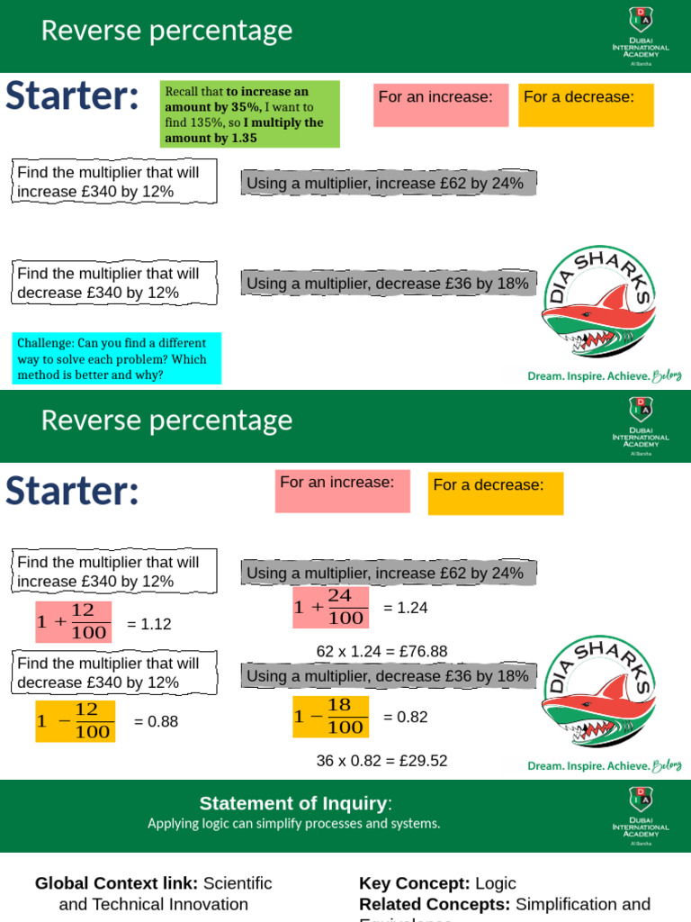Reverse Percentage | PDF