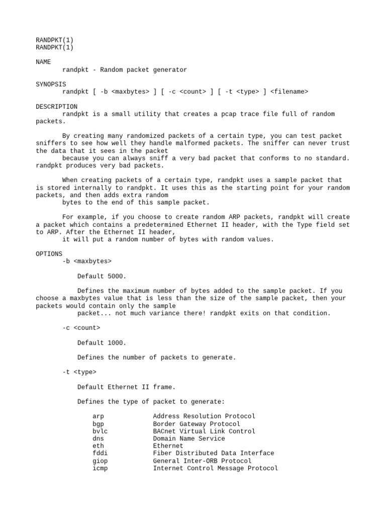Random Packet Generator Utility | PDF | Internet Protocols | Computer ...