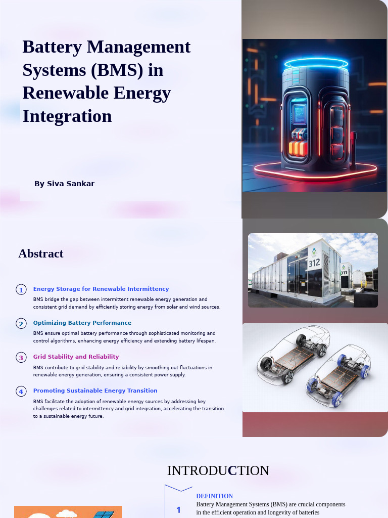 Battery Management Systems BMS in Renewable Energy Integration Siva | PDF
