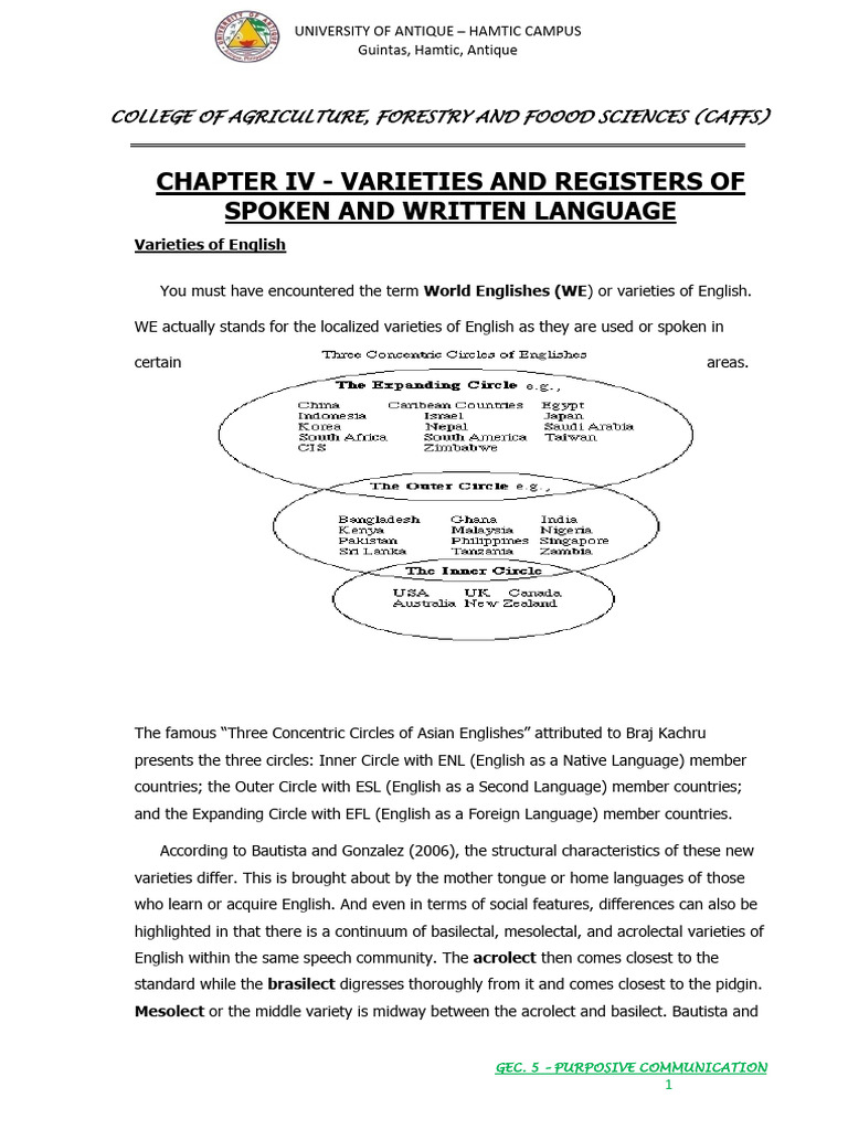 Chapter 4 Varieties and Registers of Spoken and Written Language | PDF