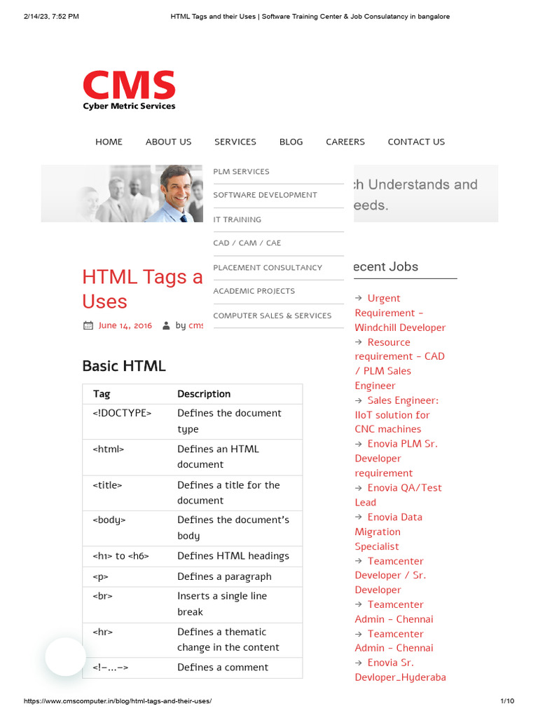 HTML Tags and Their Uses | PDF