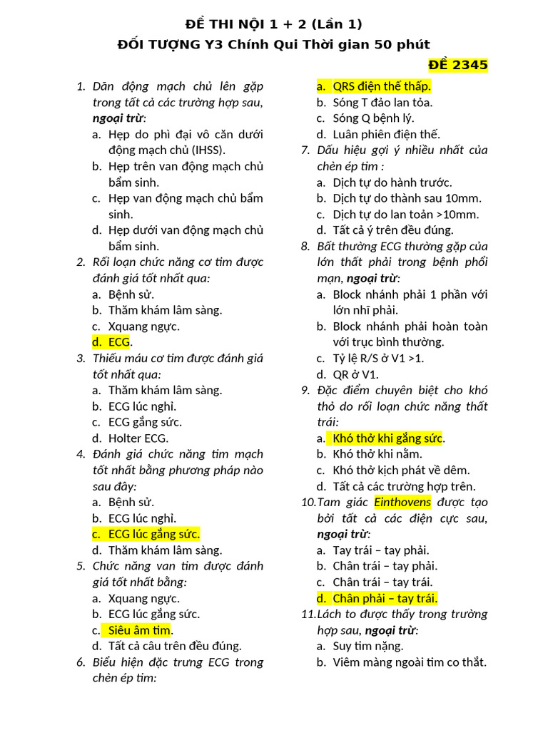 Đề Thi Nội 1 | PDF