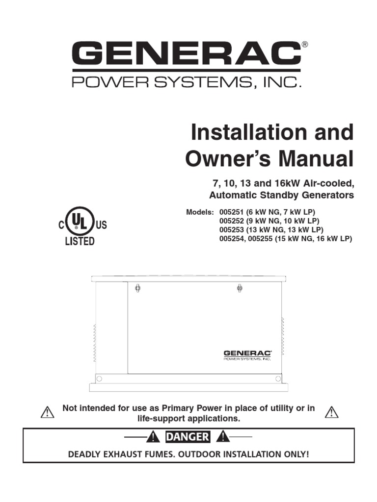 Generac Manual Pdf _ Generac Generadores Descargar Manuales de Usuario ...