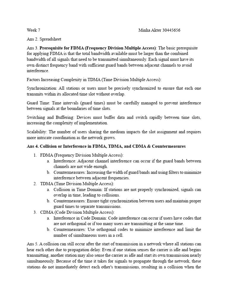 FDMA, TDMA, CDMA: Interference & Solutions | PDF | Channel Access ...