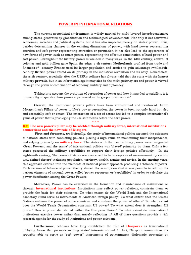 WHAT IS POWER IN INTERNATIONAL RELATIONS PDF intelligence overview