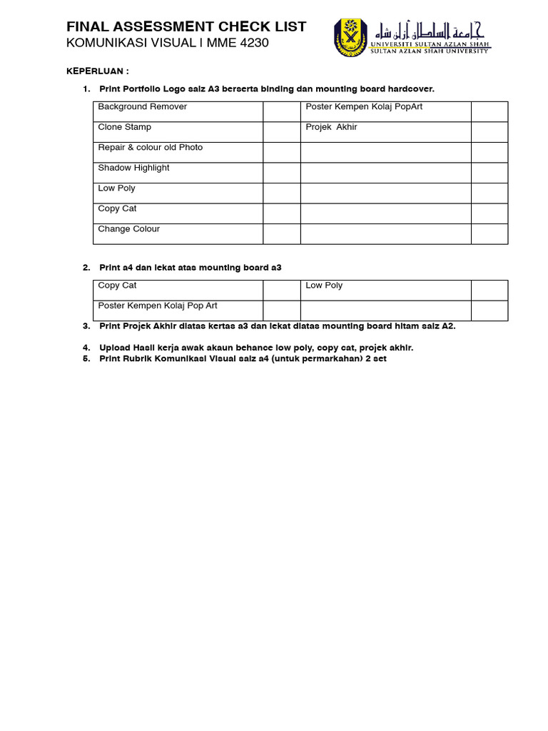 Final Assesment Requipment | PDF